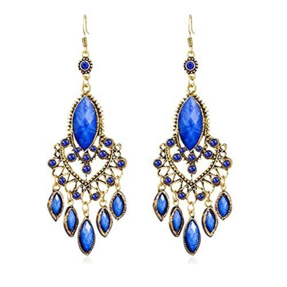 7517 Long Retro Tassel Waterdrop Earrings Fashion Bohemian Boho Hollow